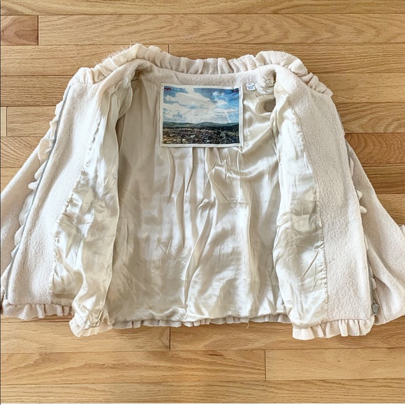 Anthropologie cream fur wool jacket - Picture 6 of 13